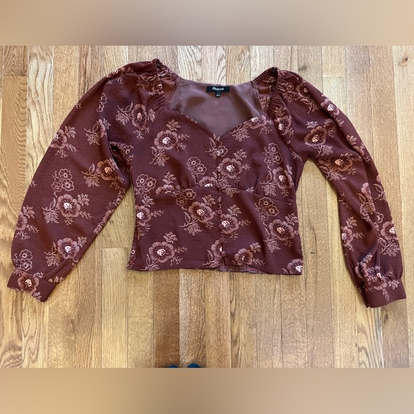 Madewell Peplum Top size Small in burgundy - Picture 1 of 5